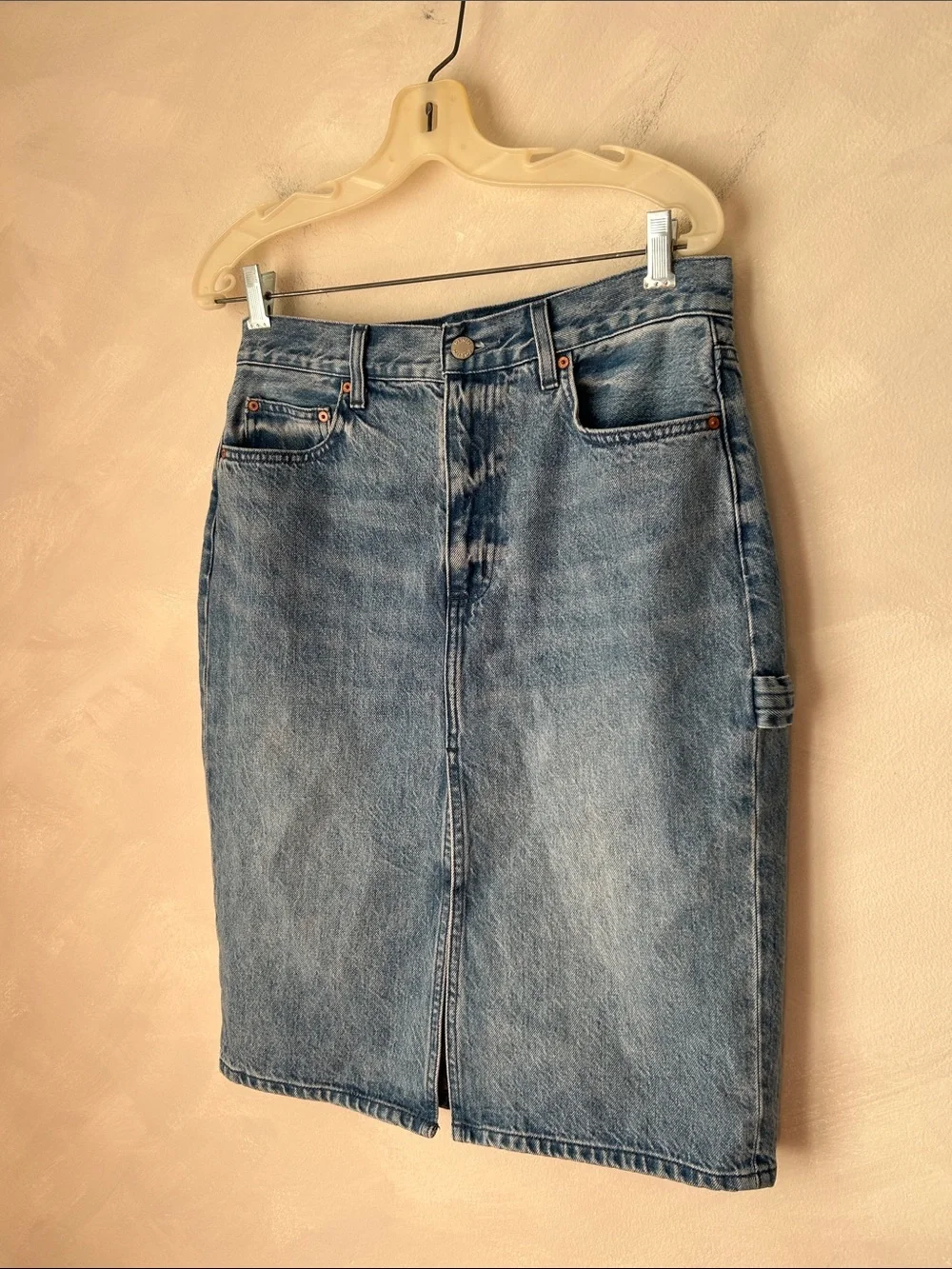 Aritzia Denim Forum The 90’s Pencil Midi Denim Skirt in Blue Sz 28 utility - Picture 6 of 15